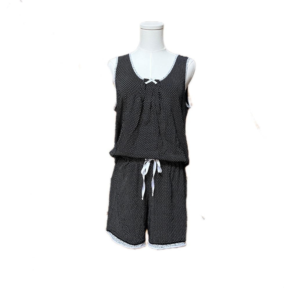 Ellen Tracy Black and White Polka Dot Pajama Set size medium